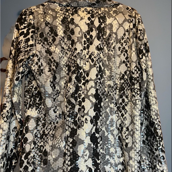 Ruby Rd Unique Shiny Abstract Shimmery Scales Embellished Full Zip Jacket Sz 8 - Picture 5 of 15